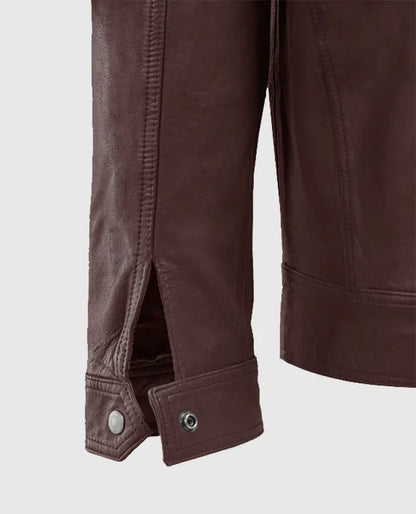 Men's Burgundy Thunder Storm Biker Leather Jacket