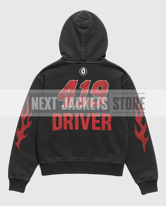 419 Driver Black Zip UP Hoodie