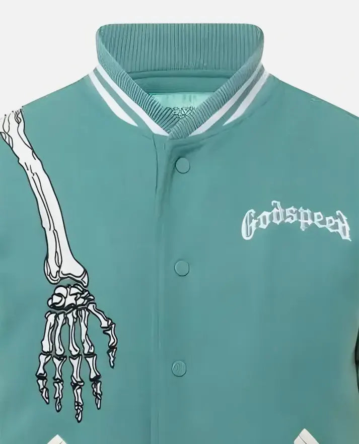 Men's Rod Godspeed Skull Mint Varsity Jacket