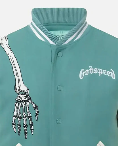 Men's Rod Godspeed Skull Mint Varsity Jacket
