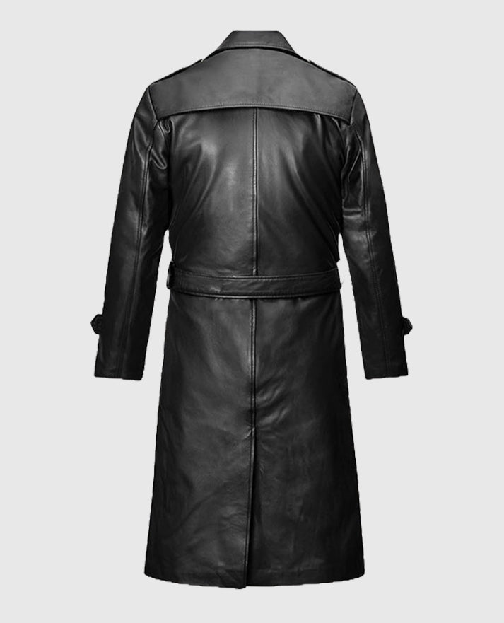 Samuel L. Jackson Shaft Leather Long Coat