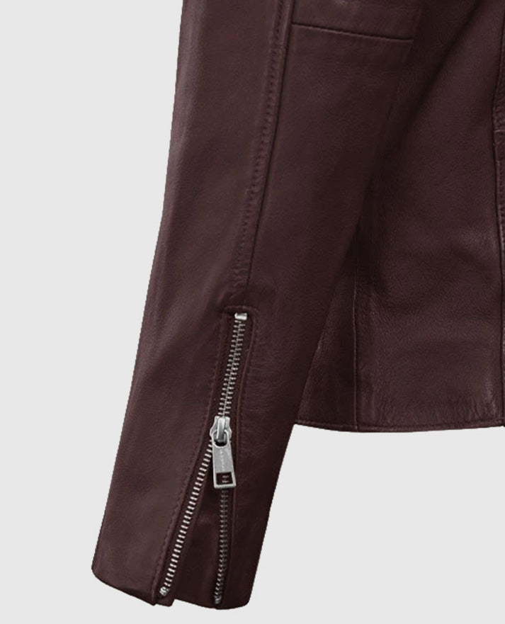 Men's Burgundy Biker Motorad Leather Jacket