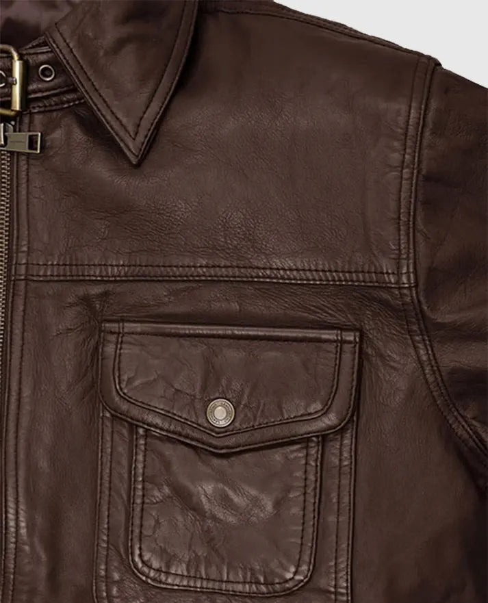 Men's Brown Leather Retro Style Jacket