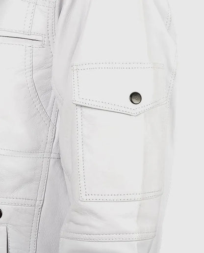 Men's White Motorcycle leather Jacket