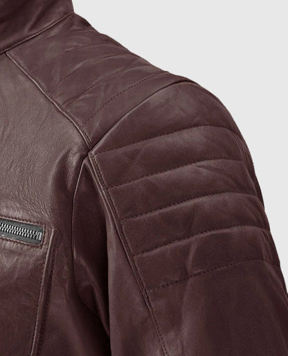 Men's Moto Burgundy Firefly Leather Jacket