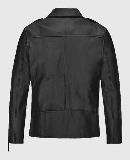 Ansel Elgort Biker Black Leather Jacket