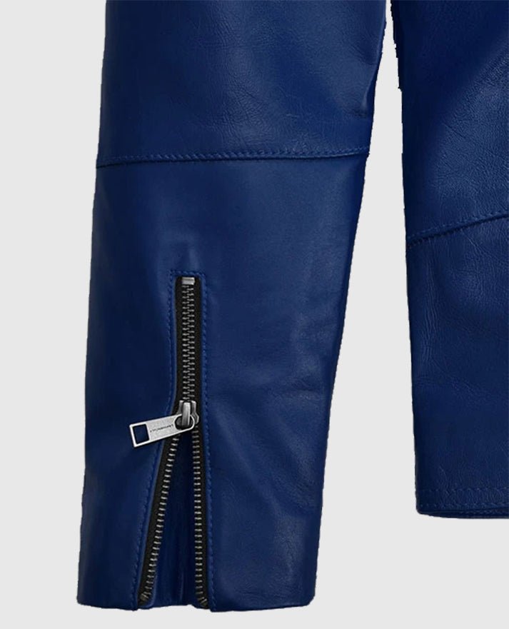 Antonio Banderas Blue Leather Biker Jacket