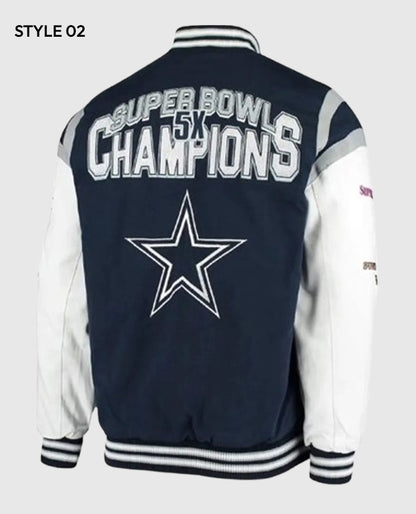 Super Bowl 5x Champions Dallas Cowboys Navy/White Varsity Jacket