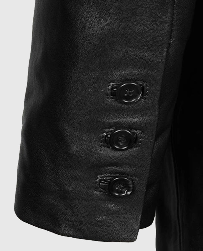 Men's Black Leather Medieval Blazer