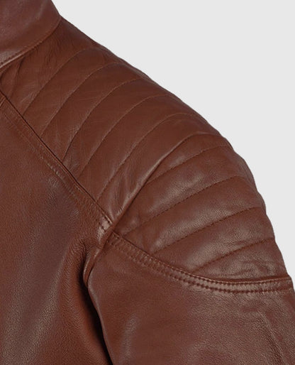 Men's Moto Shotgun Tan Leather Jacket