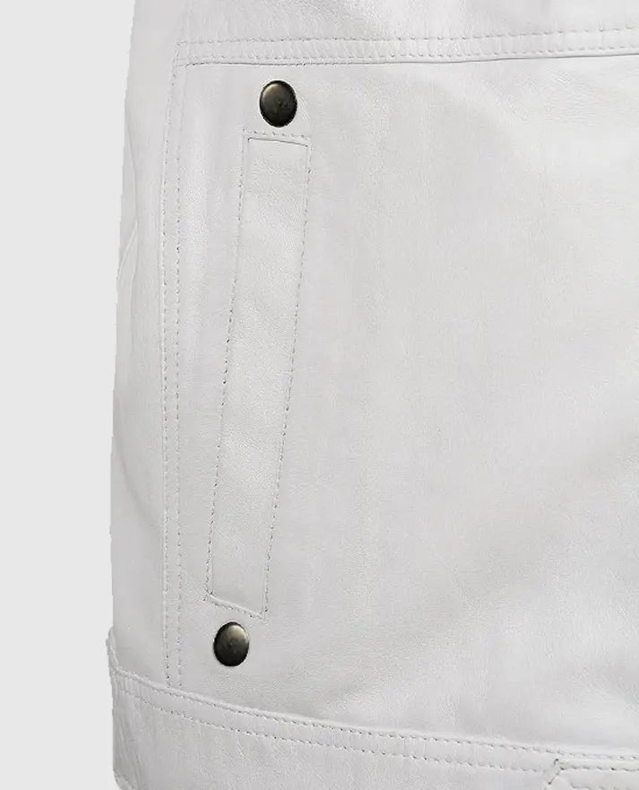 Men's White Motorcycle leather Jacket