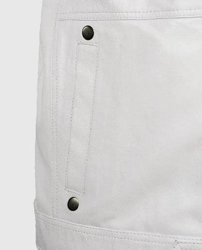 Men's White Motorcycle leather Jacket