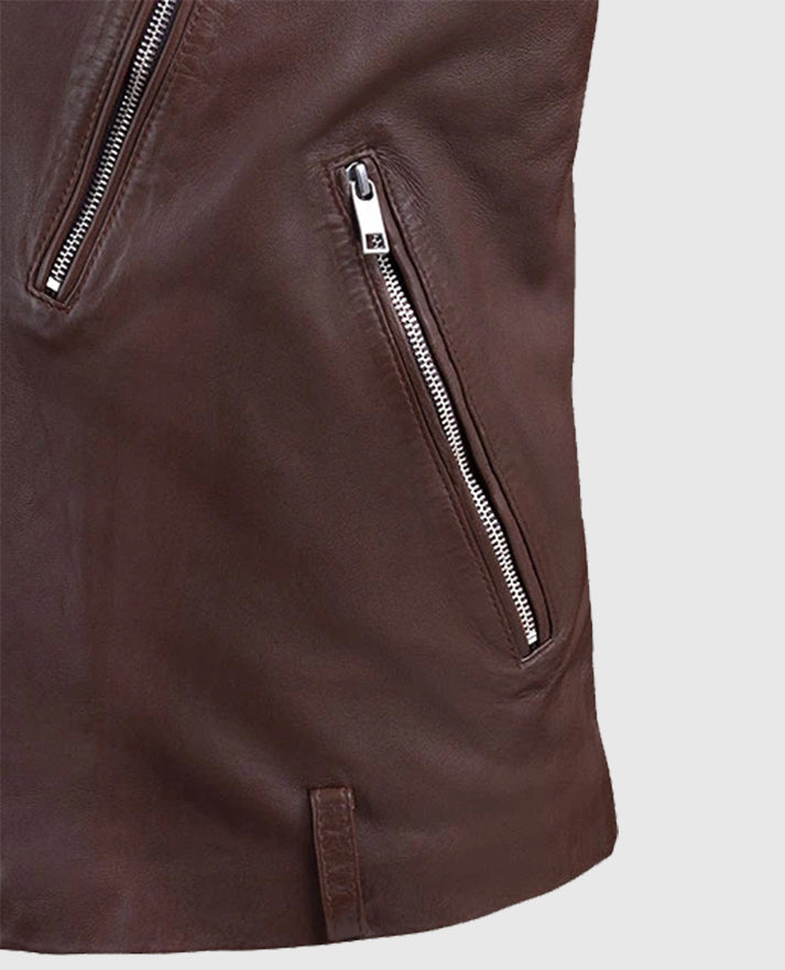 Men's Biker Beast Burgundy Leather Jacket