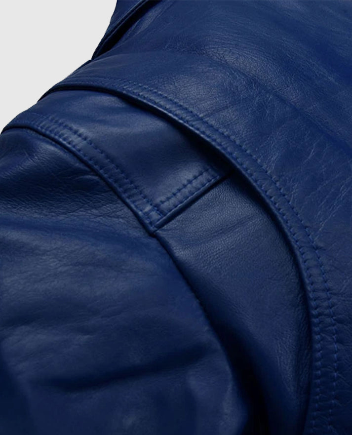 Antonio Banderas Blue Leather Biker Jacket