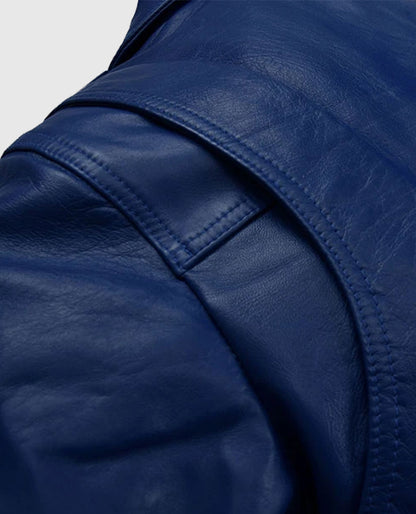 Antonio Banderas Blue Leather Biker Jacket