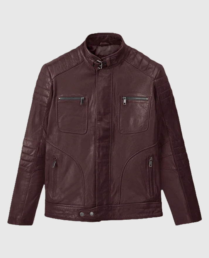 Men's Moto Burgundy Firefly Leather Jacket