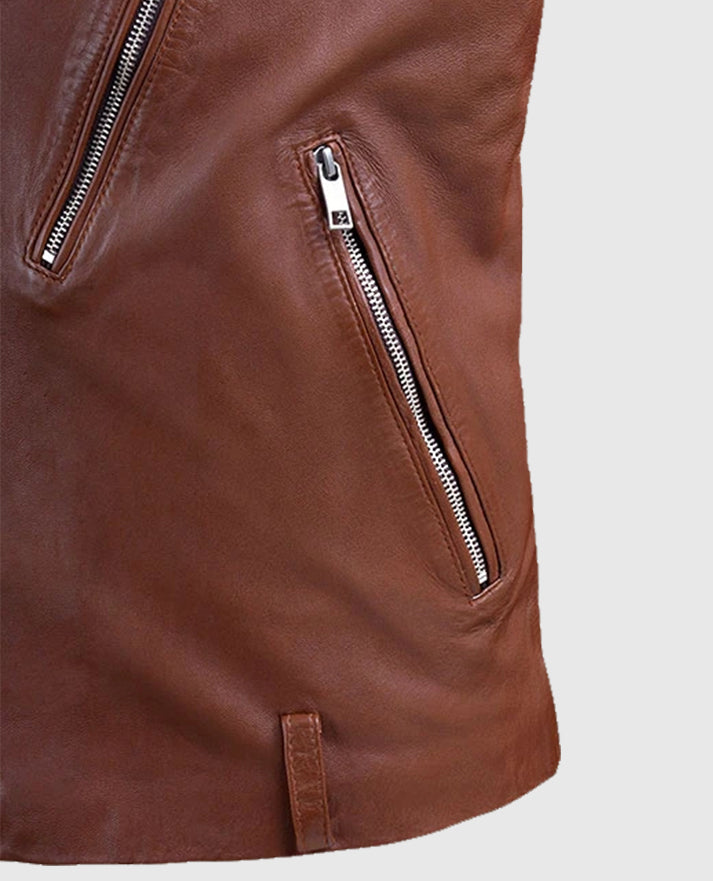 Men's Biker Tan Beast Leather Jacket