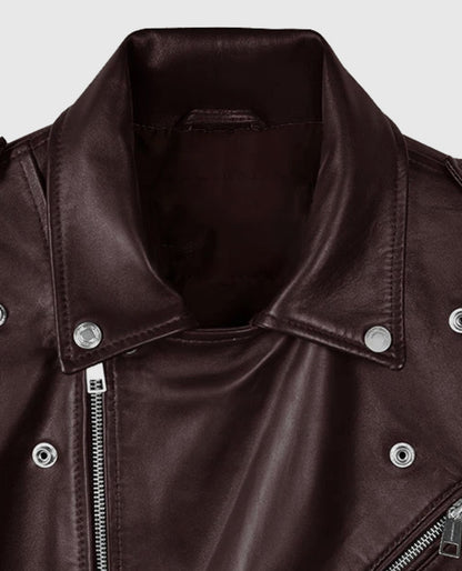 Joe Jonas Maroon Leather Jacket