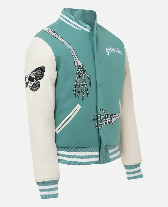 Men's Rod Godspeed Skull Mint Varsity Jacket