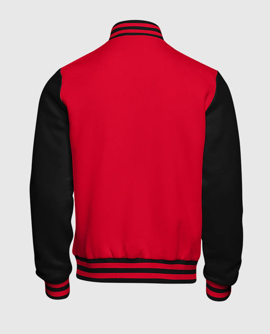 Casual Red and Black Varsity Jacket