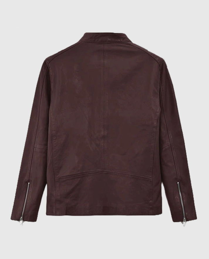 Men's Burgundy Biker Motorad Leather Jacket