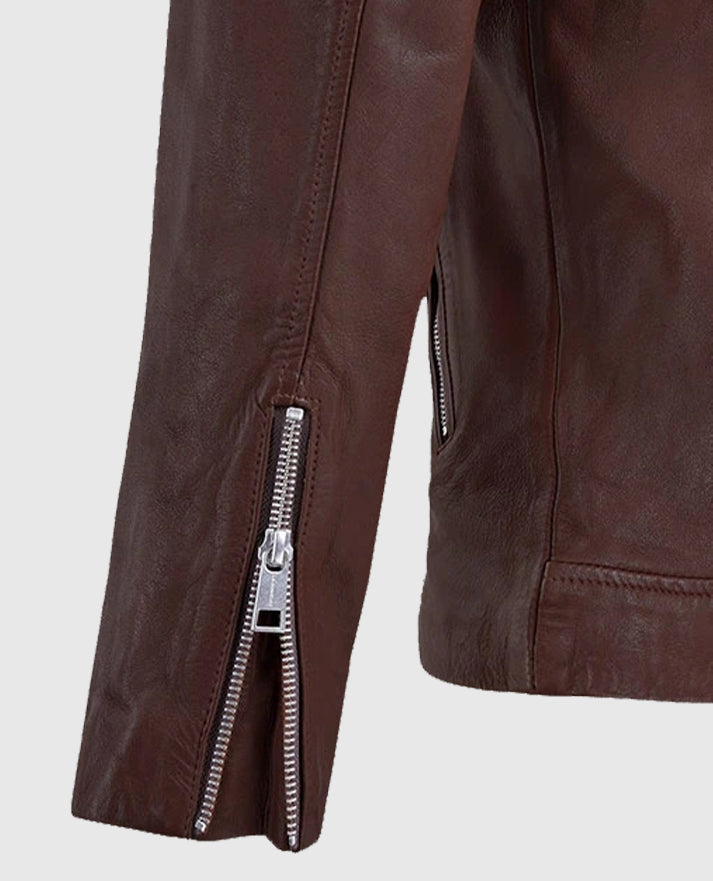 Men's Biker Beast Burgundy Leather Jacket