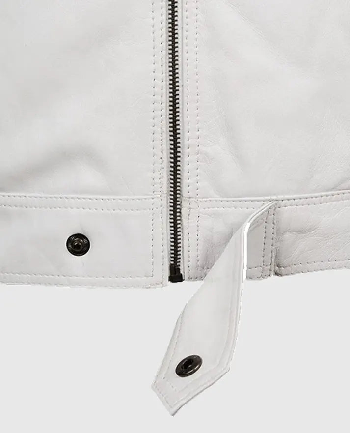 Men's White Motorcycle leather Jacket