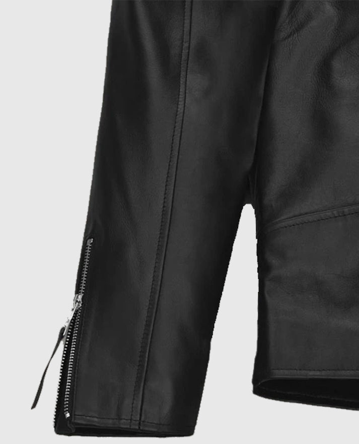 Ansel Elgort Biker Black Leather Jacket