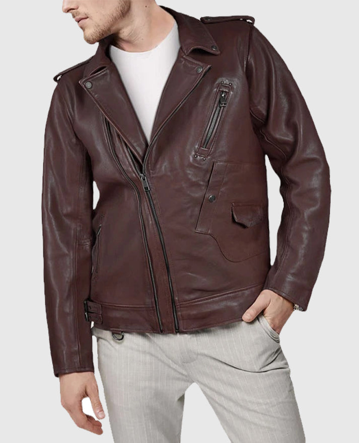 Men's Rider Falcon Burgundy Leather Jacket