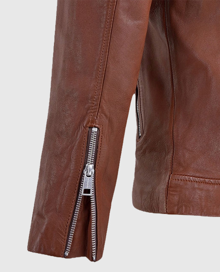 Men's Biker Tan Beast Leather Jacket