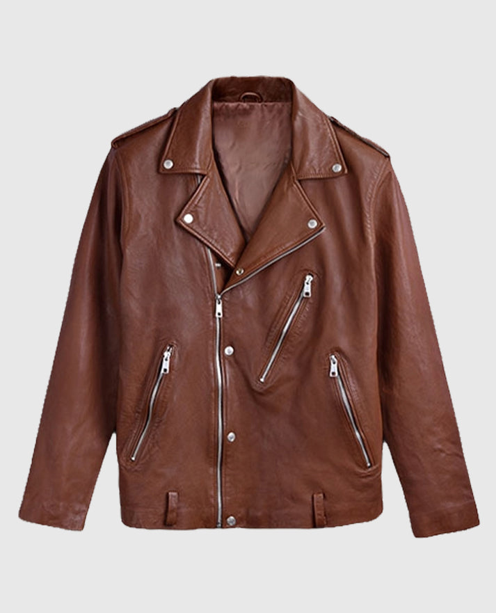 Men's Biker Tan Beast Leather Jacket