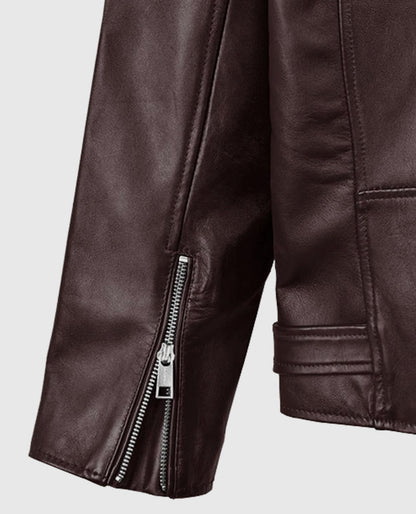 Joe Jonas Maroon Leather Jacket