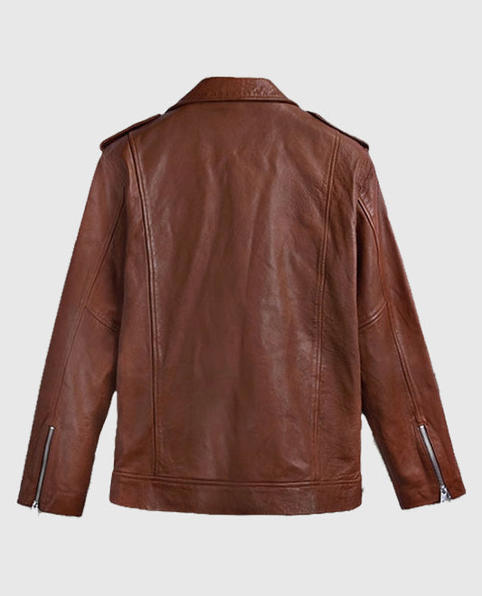 Men's Biker Tan Beast Leather Jacket