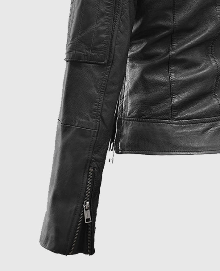 Karen Gillan Black Leather Jacket