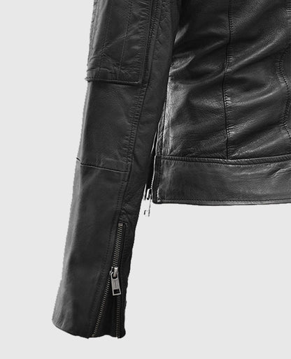 Karen Gillan Black Leather Jacket