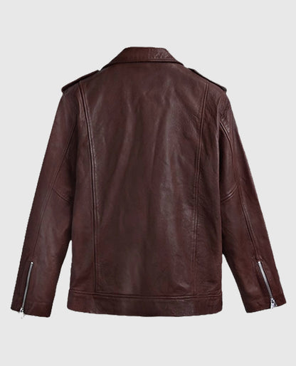 Men's Biker Beast Burgundy Leather Jacket