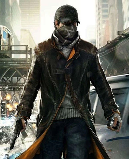 Aiden Pearce Watch Dog Leather Trench Coat