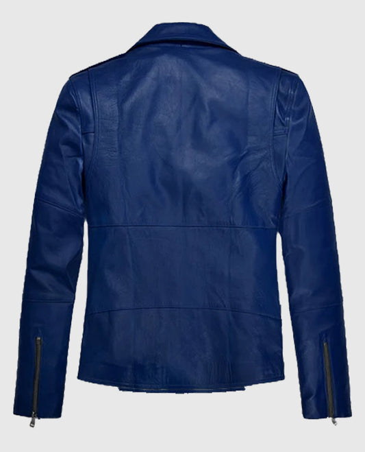 Antonio Banderas Blue  Biker Leather Jacket