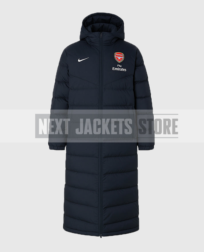 Arsene Wenger Long Black Puffer Long Coat