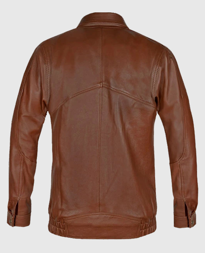 Aviator Brown Bomber Leather Jacket for Men
