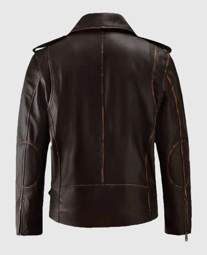 Biker Dark Brown Enforcer Leather Jacket for Men