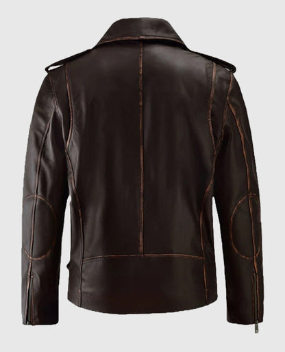 Biker Dark Brown Enforcer Leather Jacket for Men