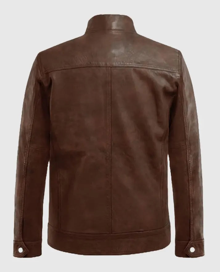Biker Spanish Brown Thunder Storm Leather Jacket for Men