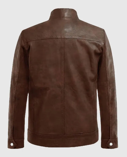 Biker Spanish Brown Thunder Storm Leather Jacket for Men