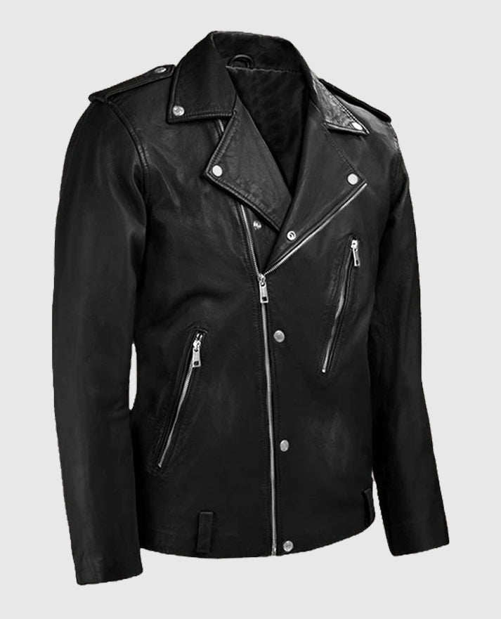 Black Biker Beast Leather Jacket for Men