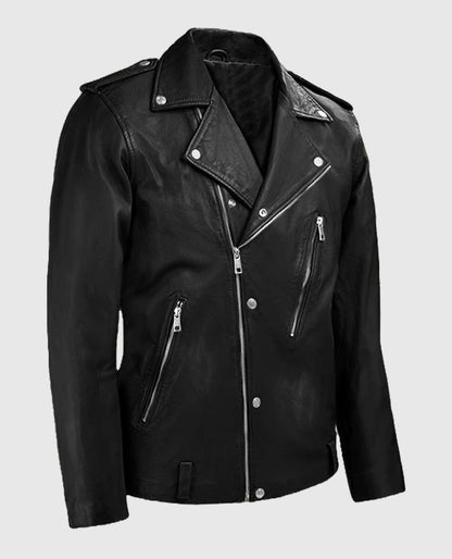 Black Biker Beast Leather Jacket for Men