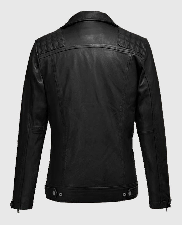 Black Biker Ironwood Leather Jacket for Men