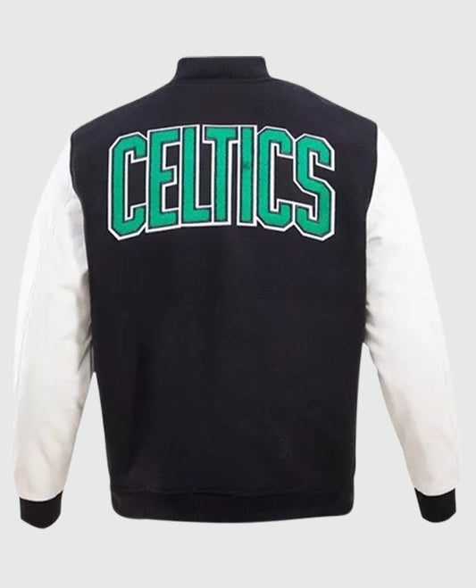 Boston Celtics Black White Varsity Jacket