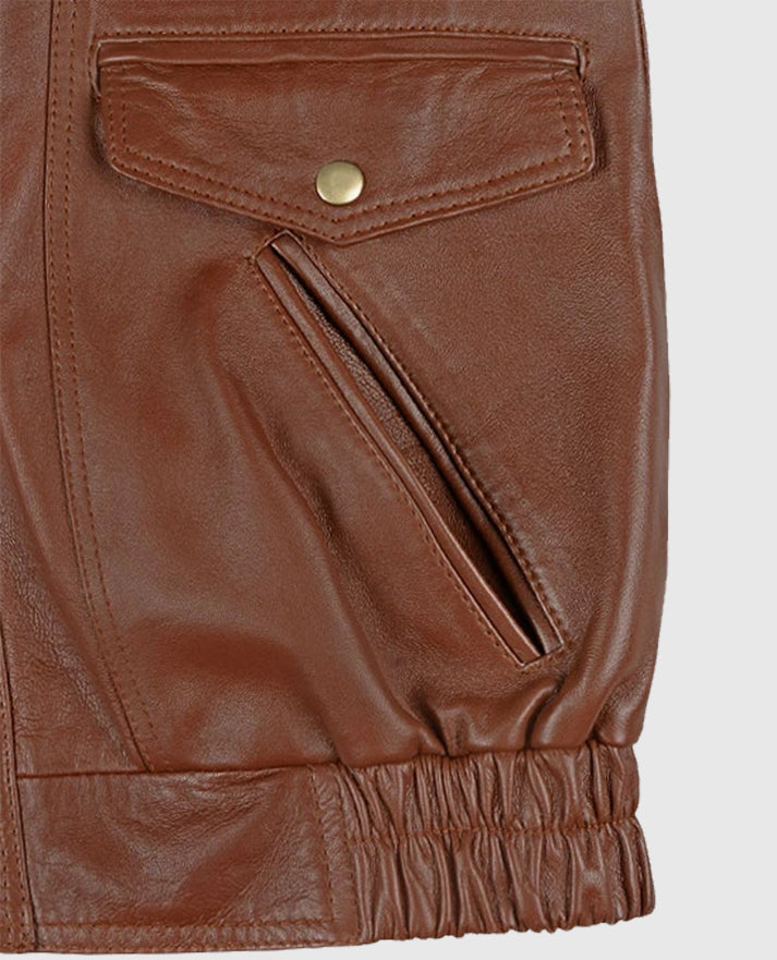 Brown Aviator Bomber Leather Jacket for Men