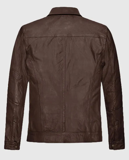 Brown Leather Retro Style Jacket for Men